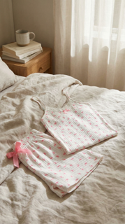 ست تاپ و شلوارک زنانه سفید با طرح فلامینگوی صورتی - پارچه ترک وارداتی